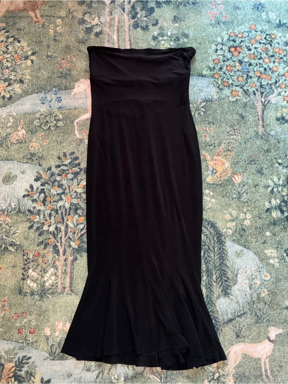Norma Kamali Strapless Black Maxi Dress Mermaid Hem Stretch Women's L/40